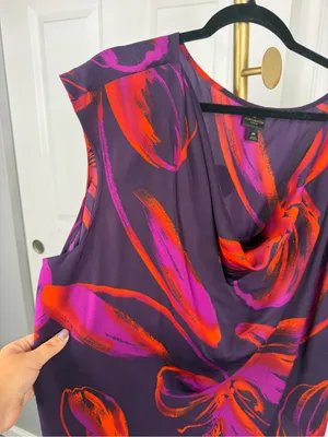 Worthington Woman 3X Purple Floral Cowl Neck Blouse Top NWOT thumbnail 3