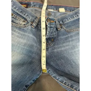 Abercrombie & Fitch Y2K Low Rise Straight Leg Cuffed Jeans Sz:00 Blue Button Fly thumbnail 6