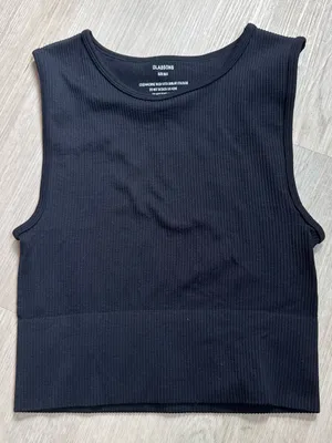 Glassons Black Ribbed Sleeveless Crop Top thumbnail 1