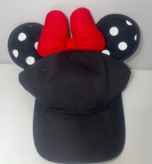 Disney Parks Women's Adjustable Hat Minnie Mouse Ears Cap Black Bow Polkadot thumbnail 1