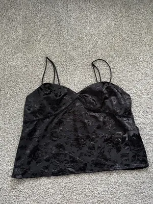 Abercrombie & Fitch Black Floral Burnout Velvet Cami Tank thumbnail 2