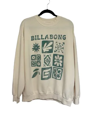 Billabong Women’s Ride In Oversized Graphic Crewneck Sweatshirt Off White Size M thumbnail 3