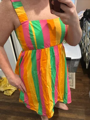 NWT Show Me Your MuMu Fling Mini Dress Neon Strip Poplin thumbnail 4