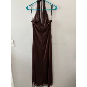 Vintage Y2K Rampage Womens Sequin Halter Dress Size Medium Brown Long Chiffon thumbnail 5