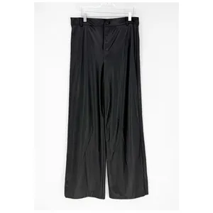 NWT ZARA Wide Leg Faux Leather Pants Women's‎ Size L Black thumbnail 2