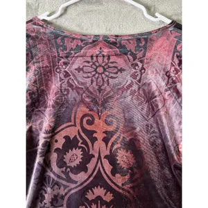 Vintage Sheer Mesh Paisley Bell Sleeve Top Y2K Boho Goth Festival Fairy Grunge M thumbnail 4