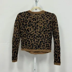 J. Crew Leopard Print Alpaca Wool Blend Cardigan Sweater Top CE695 Brown XS thumbnail 3