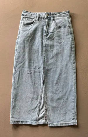 Shein Split Front denim midi skirt thumbnail 1