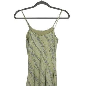 Zara Shimmery Floral Print Spaghetti Strap Slip Midi Dress Lined 10 Green Purple thumbnail 5