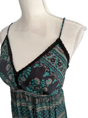 BLACK Green Floral Maxi Dress Size Large Womens thumbnail 5