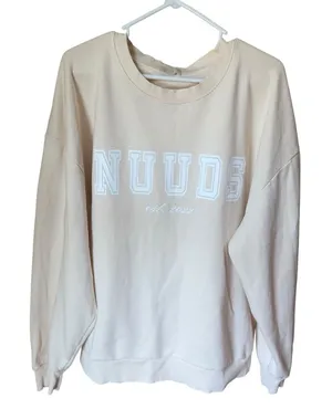 NUUDS Beige‎ Oversized Crewneck Sweatshirt Est. 2022 Birthday Drop XL thumbnail 1