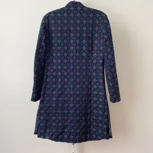 Laromani Blue Embroidered Sequin‎ Sherwani Nehru Collar Long Jacket Coat thumbnail 7