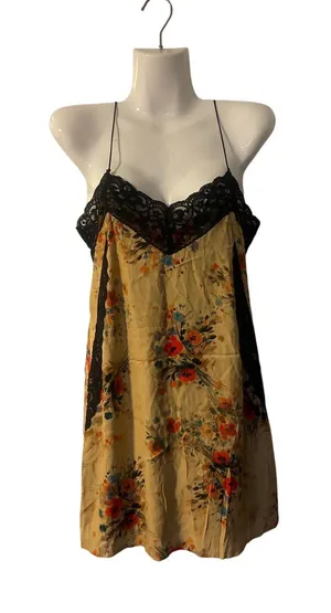 Zara Trafaluc Collection Flora Print Lace Trim Slip Dress SZ S Boho Botanical thumbnail 1