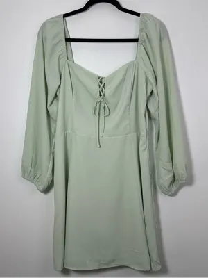Abercrombie & Fitch Women’s Green Billowy Sleeve Corset Dress Size L NWT thumbnail 1