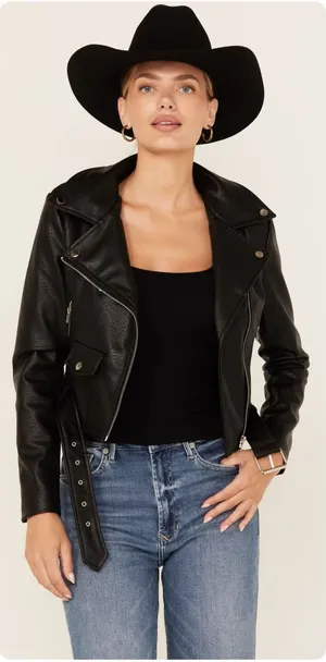 Azalea Wang Womens Studded Limited Edition Moto Biker Faux Leather Jacket Size M thumbnail 1