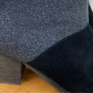 Toms Leila Bootie Ankle Boot Wool Suede Colorblock Gray‎ Black 7.5 thumbnail 7