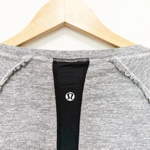 Lululemon Full Tilt Gray Black Long Sleeve Shirt Sz 6 thumbnail 5