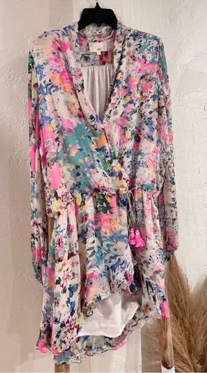 Rococo‎ Sand Lelia Floral Wrap Mini Dress in Size XL thumbnail 1