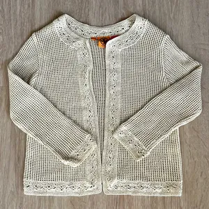 Tory Burch Tan Crochet Open Cardigan Sweater Size XS thumbnail 2