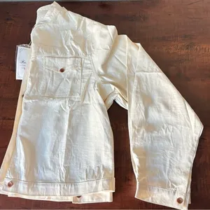 Utility Band Collar‎ Jacket Women One Size Cream New Minimalist Button Up Shirt thumbnail 6