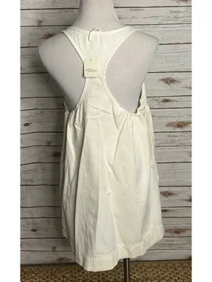 NWT Free People ivory 100% cotton racerback mini babydoll swing dress Med boho thumbnail 6