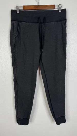 Lululemon Scuba Jogger Gray Charcoal Fleece Sweatpants Ankle Zip Size 8 thumbnail 1