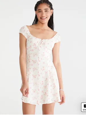 X😻Aeropostale White Floral Mini Dress with Pink Print thumbnail 2