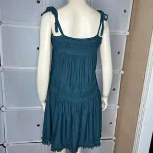 Anthropologie Floreat Senna Fringe Teal Dress Size Small thumbnail 4