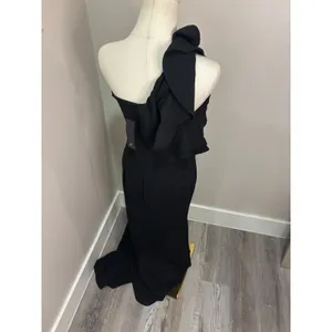 Lulus Ruffle Some Feathers Black One-Shoulder Mermaid Maxi Dress Size S thumbnail 8