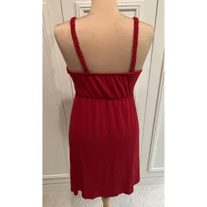 Red‎ Jersey Knit Babydoll Dress Braided Straps Vacation Beach Cruise Grecian thumbnail 4