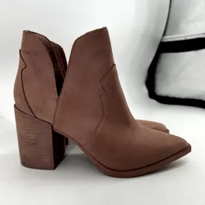 Steve Madden Chaya Pointed Toe Bootie Leather Chunky Block Heel Cutout Pink 8.5 thumbnail 3