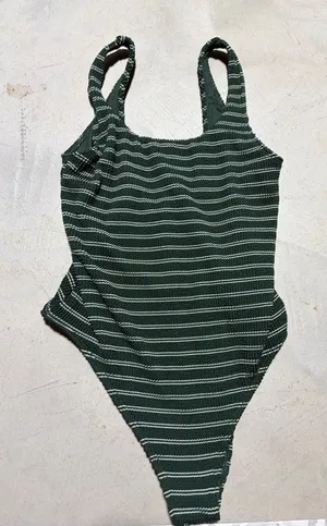 Abercrombie & fitch Green Striped One-Piece Swimsuit small thumbnail 1