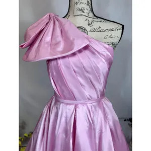 Mac Duggal One Shoulder Large Bow Pleated Gown Ice Pink 2 thumbnail 7