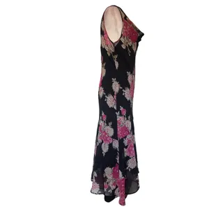 Y2K Studio Connection Slip Floral Dress Sz M Whimsigoth Asymmetrical Hem Bead thumbnail 4