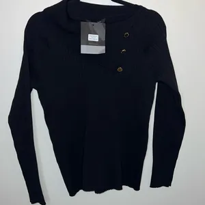 Marc New‎ York Black ribbed long sleeve with gold Button Accents large thumbnail 1