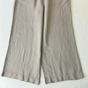 Calypso St. Barth Smocked Linen Blend Wide Leg Pants Womens L Tan Beachy Relaxed thumbnail 5