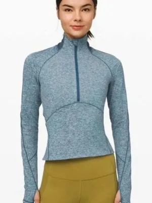 Lululemon Size 2 Always Alert 1/2 Zip Heathered Petrol Blue thumbnail 1