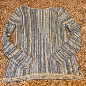 J Jill Striped Knit Sweater Pullover Long Sleeve‎ Blue Grey XS thumbnail 5