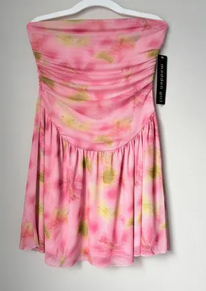 Madden Girl Pink Floral Strapless Mini Dress M NWT thumbnail 1