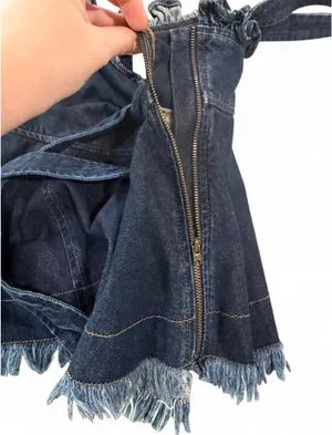 Madewell X Karen Walker Raw-Edged Denim Trianon Top Size 8 thumbnail 9