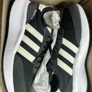 Adidas Run 70s Black and White Sneakers with Classic Stripes thumbnail 1