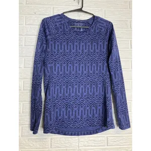 Patagonia‎ Capilene Midweight Top Womens M Blue Excellent Fair Isle Baselayer thumbnail 2