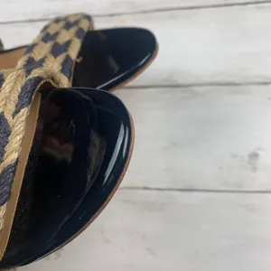 Tory Burch Lola Jute Sandals Woven Nautical Summer Boho Blue Heeled Navy Blue thumbnail 10