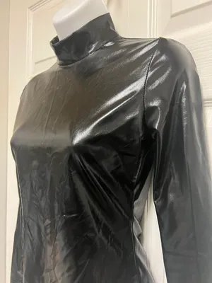 UNBRANDED Black PVC Leather Wet Look Bodysuit thumbnail 6