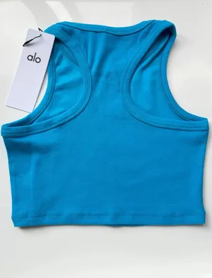 Alo Yoga Ribbed Cropped Racerback Sports Bra (Size S) thumbnail 5