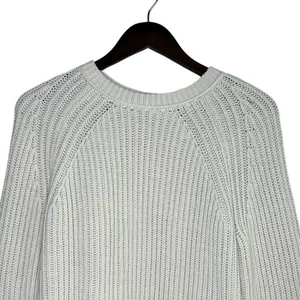 J.Crew Chunky Ribbed Crewneck Long Sleeve Pullover Sweater Stretch M Cream thumbnail 3