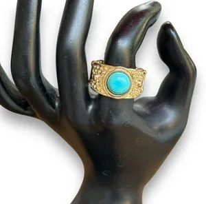 Turquoise gold stretch ring thumbnail 2