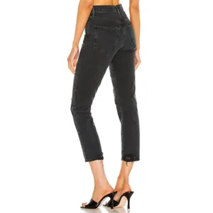 AGOLDE Riley Jeans Womens 28 Black Distressed High Rise Straight Leg Denim thumbnail 2