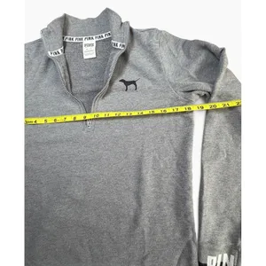 Victoria's Secret PINK Quarter Zip Pullover Sweatshirt Heather Gray Logo XS thumbnail 6