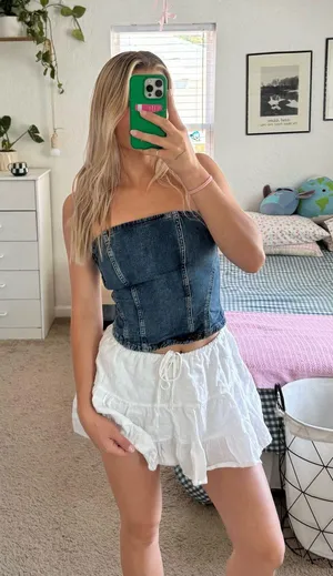Zara denim top thumbnail 1